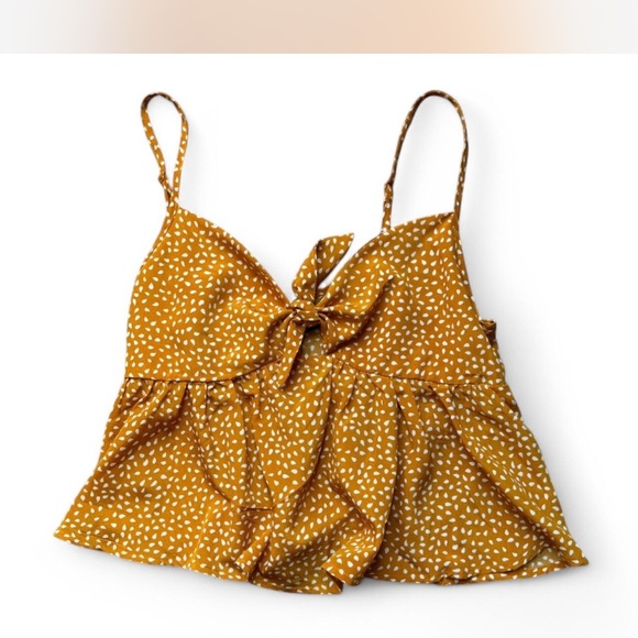 Women's Yellow Polka Dot Print Top - Picture 4 of 6